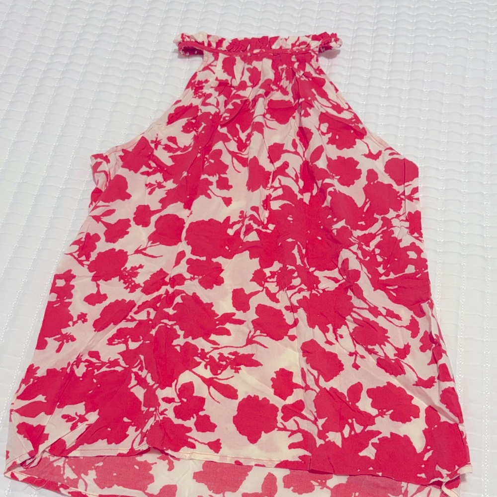 Rose & Rhyme S Pink Floral Halter Neck Tank Top